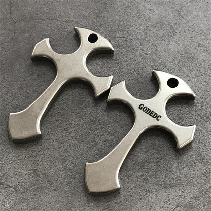 GODEDC Titanium Knuckle Dusters Cross Necklace Keychain Pendant