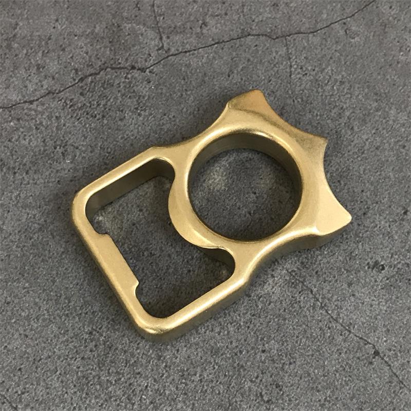GOODEDC Stonewashed Brass Knuckle Dusters Bottle Opening EDC Keychain Tool