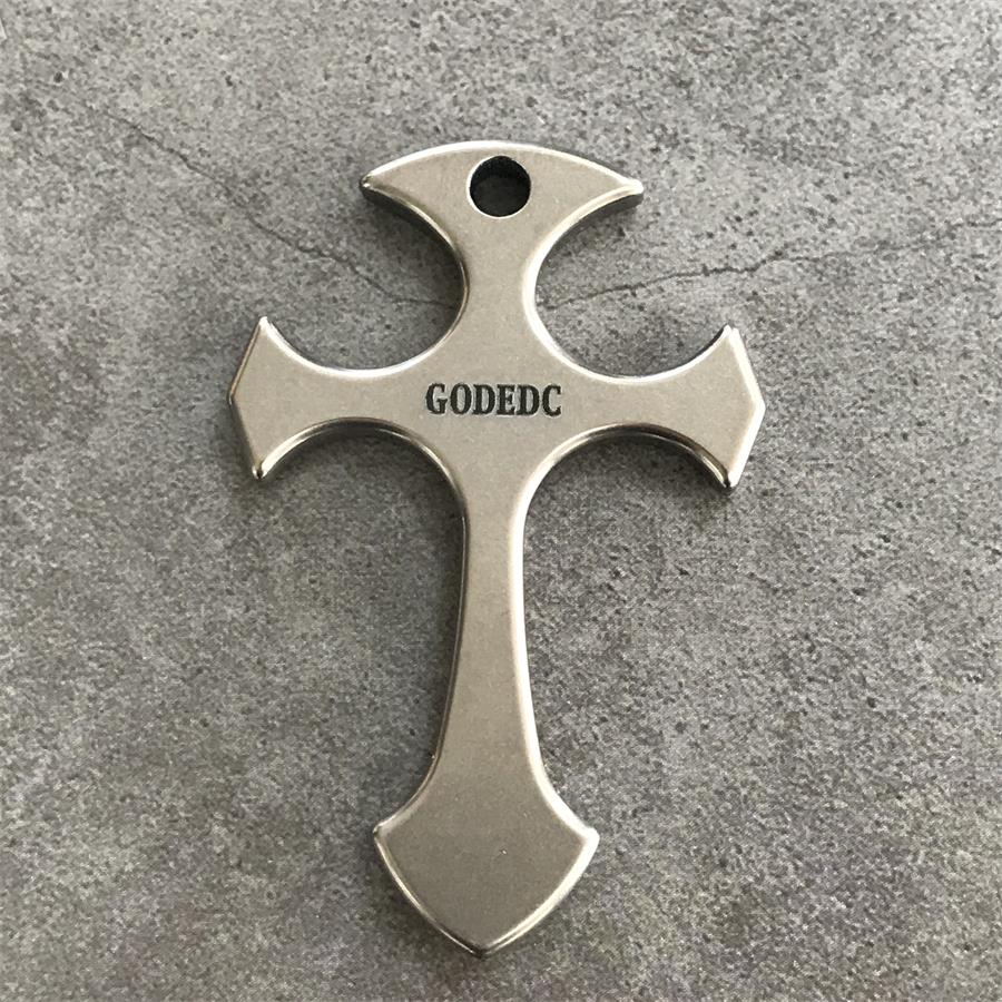 GODEDC Titanium Knuckle Dusters Cross Necklace Keychain Pendant