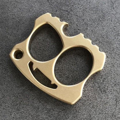 Two-hole Smiling Brass Knuckle Dusters Skull Bottle Opener EDC Keychain Tool