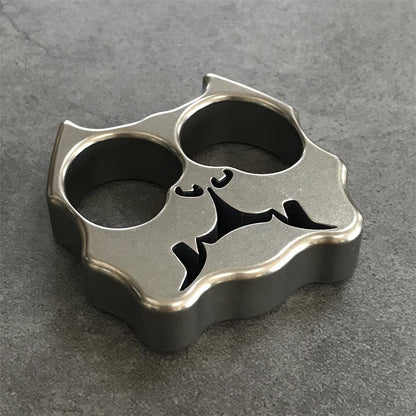 Dog Head Titanium Knuckle Dusters Two-hole Outdoor EDC Keychain Easy Carry