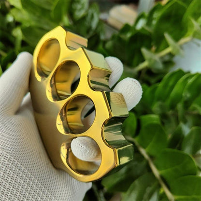 Thickened Classic Knuckle Dusters Anodized Gold-plated Polished Outdoor Large Hole Tool